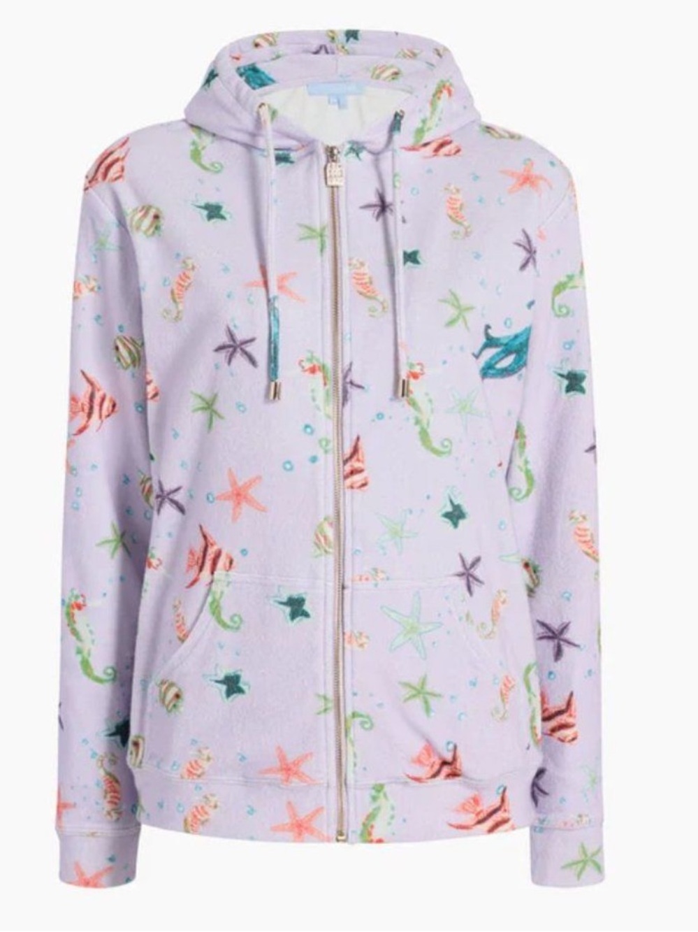Hill House The Allie Zip Up Hoodie Fleece Jacket Sea Creatures Terry Purple M